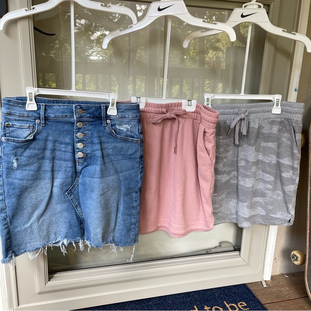 Lot of 3: Maurices Denim, Pink, and Gray Camo Mini Skirt
